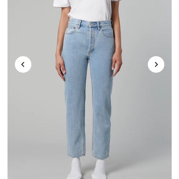 NWT STILL HERE TATE JEAN BLACK AND WHITE STRIPE in vintage blue - Picture 2 of 8